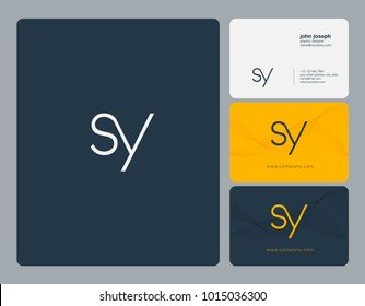 Letters S Y, S & Y joint logo icon with business card vector template.
