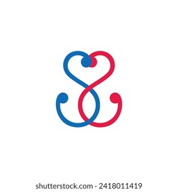 letters s2 ss lineked colorful curves logo vector 