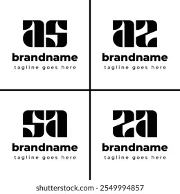 Buchstaben AS SA AZ ZA Monogram Logo, geeignet für jedes Geschäft mit AS SA AZ oder ZA Initialen