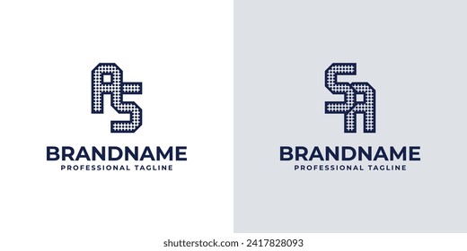 Letters AS and SA Dot Monogram Logo, Suitable for business with AS or SA initials