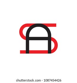 letters sa linked lines design logo vector