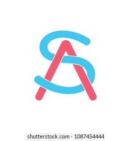 letters sa linked lines design logo vector