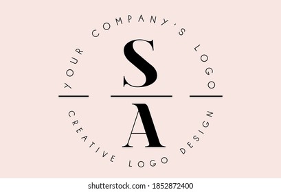 Letters SA S A Logo with Circular Pattern. Creative Vector Illustration with letters S and A. 