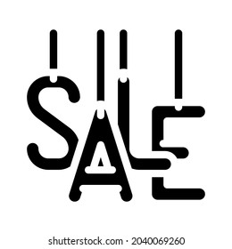 letters sales glyph icon vector. letters sales sign. isolated contour symbol black illustration