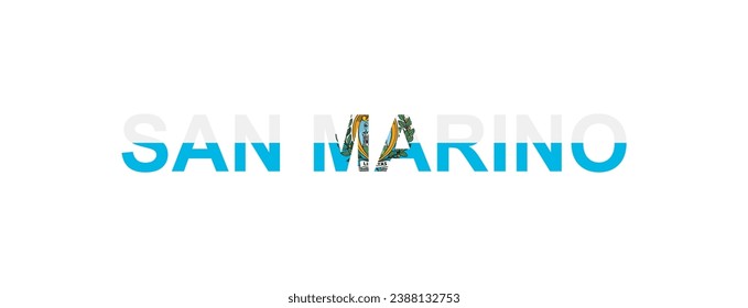 Letters San Marino in the style of the country flag. San Marino word in national flag style. Vector illustration.