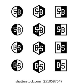 Letters SB and BS Positive and Negative Logo Set, suitable for any business