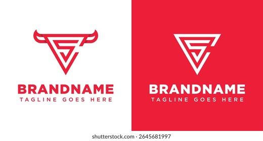 Letters SC CS Bull Triangle Logo, symbolizing strength, ambition, and stability