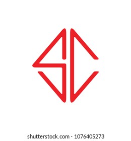 letters sc lines art design square logo vector