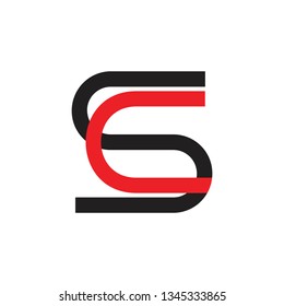 letters sc simple line geometric logo vector