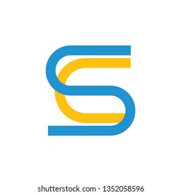 letters sc simple line geometric logo vector