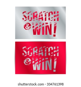 Letters scratch and win. With effect from scratch marks. Suitable for scratch card game and win. vector