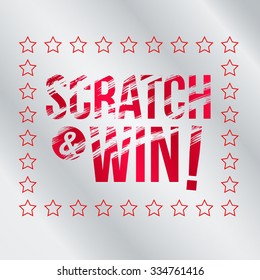 Letters scratch and win. With effect from scratch marks. Suitable for scratch card game and win. vector