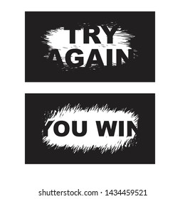 Letters scratch and win. Scratch marks. Scratch card game and win. Lottery scratch and win game card background.