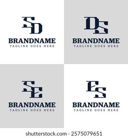 Letters SD DS SE ES Monogram Logo Set, for business with SD DS SE ES initials