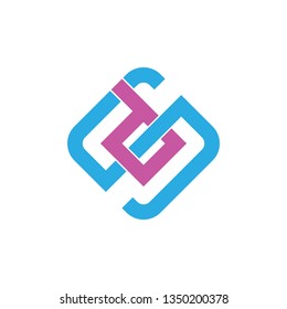 letters sd linked geometric line logo vector