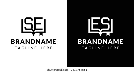 Letters SE and ES Book Logo, suitable for business related to book with SE or ES initials