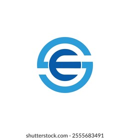 letters se round blue linear geometric logo vector 