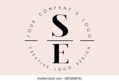 Letters SE S E Logo set as personal signature. Simple SE Icon with Circular Pattern. Creative Vector Illustration with letters S and E. 