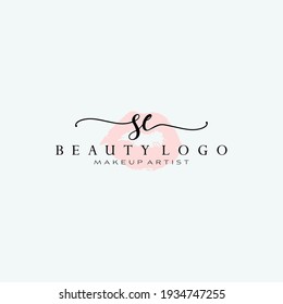 Letters SE, Watercolor Lips, Premade Logo Design, Logo for Makeup Artist Business Branding, Blush Beauty Boutique Logo Design, Calligraphy Logo