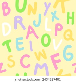 Letters, Seamless colorful pattern light yellow  background