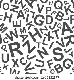 Letters seamless pattern. Bold font on white background. Letters of the English alphabet.