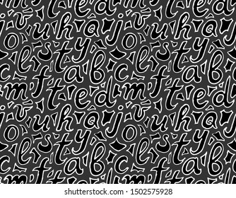 Letters seamless pattern. Hand drawn lettering typography texture. Vector illustration.