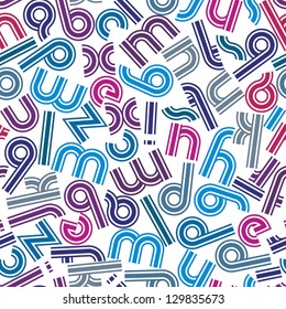 Letters seamless pattern, vector background. Retro style color design.