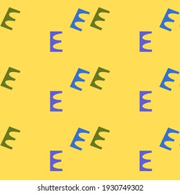 Letters Seamless pattern. Yellow background.