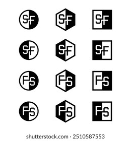 Letters SF and FS Positive and Negative Logo Set, suitable for any business