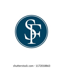 letters sf linked monogram  circle logo vector