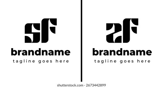 Letras SF y ZF Monogram Logo, para cualquier negocio con iniciales SF FS ZF FZ