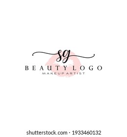 Letters SG, Watercolor Lips, Premade Logo Design, Logo for Makeup Artist Business Branding, Blush Beauty Boutique Logo Design, Calligraphy Logo