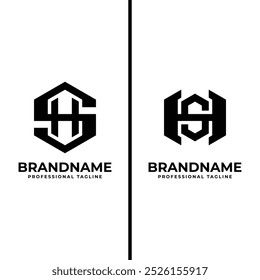 Letras SH e HS Hexagon Monograma Logotipo, adequado para negócios com iniciais SH ou HS