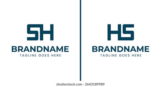 Letras SH y HS Monogram Logo Set, adecuado para cualquier marca con iniciales HS o SH