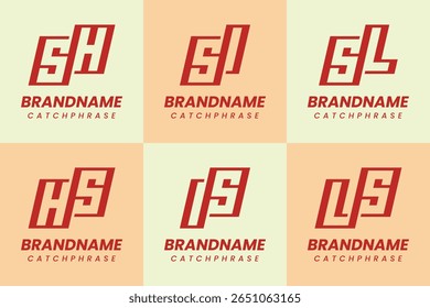 Letters SH HS SI IS SL LS Monogram Logo Set, suitable for any business