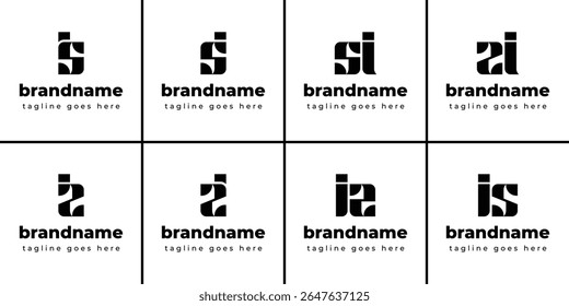 Letras IS SI IZ ZI Monogram Logo, adequado para qualquer negócio com as iniciais IS SI IZ ZI