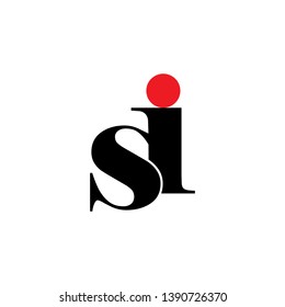 letters si linked curves simple logo vector