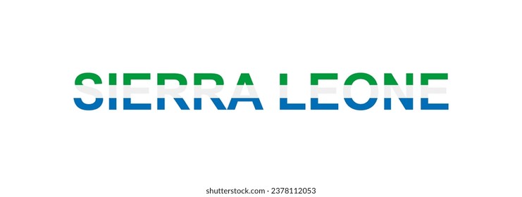 Letters Sierra Leone in the style of the country flag. Sierra Leone word in national flag style. Vector illustration.