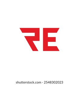 letters re simple red geometric line font logo vector 