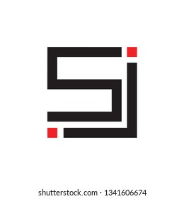 letters sj geometric line simple logo vector