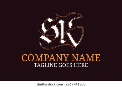 Letters SK Creative Name Initials Monogram Logo Design Template