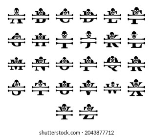 Letters and skull monogram set. Vector typography design.