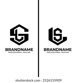 Letras SL e LS Hexagon Monogram Logo, adequado para negócios com iniciais SL ou LS