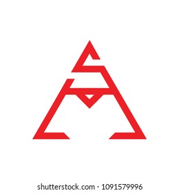 letters sm geometric triangle design logo