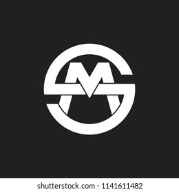 letters sm lines art circle logo vector