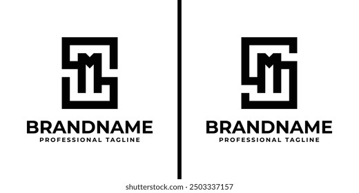 Logotipo del monograma de las letras SM, conveniente para cualquier negocio con las iniciales de MS o de SM