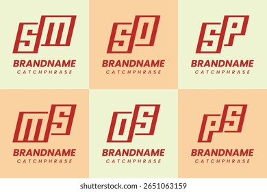 Letters SM MS SO OS SP PS Monogram Logo Set, suitable for any business