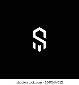 Letters SM MS simple urban logo icon sign. Vector illustration isolated on black background