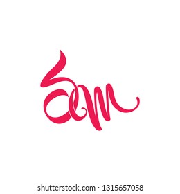 letters sm simple linked ribbon logo vector