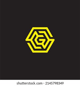 Letters S,N and G hexagons simple symbol logo vector